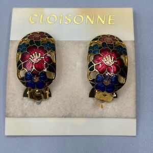 NWT Cloisonné Clip on Earrings JP384